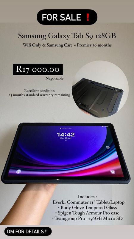 Galaxy Tab S9 128GB Wifi Only and Accessories