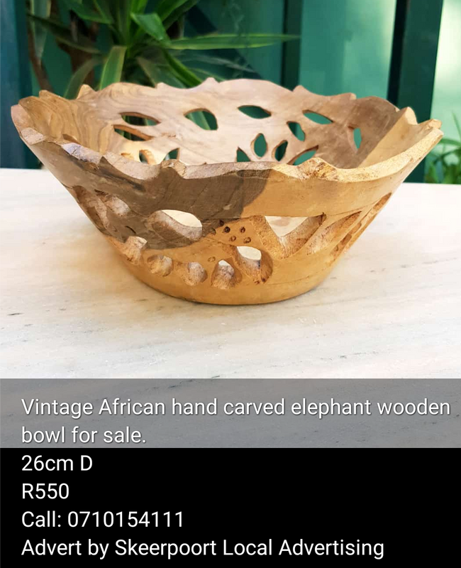 Vintage African  hand carved elephant  wooden bowl for sale.