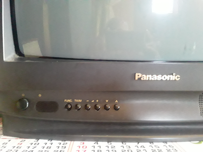 Old school - collectors item - Panasonic 54cm colour TV with wall mount bracket shelve and JVC  MP3