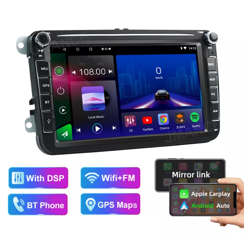 VW 8 INCH ANDROID TOUCHSCREEN MEDIA PLAYER WITH GPS/ BLUETOOTH