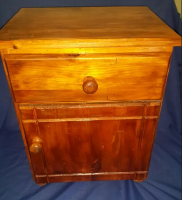 Pine wooden bedside table cupboard with pullout drawer and door in very good condition