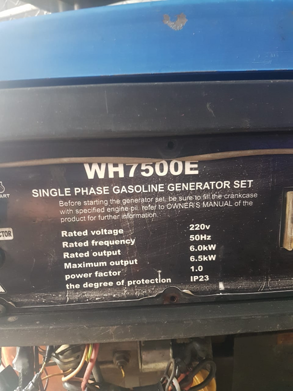 PETROL GENERATOR WH 7500E 6.5KW