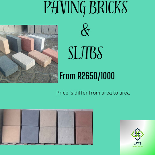 Paving Slabs and bricks available we have all types of building materials needs we Deliver