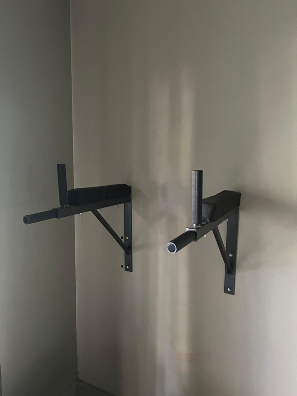 Knee-lift and dip station - wall-mounted