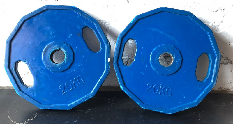 2x20KG RUBBERISED OLYMPIC WEIGHTS