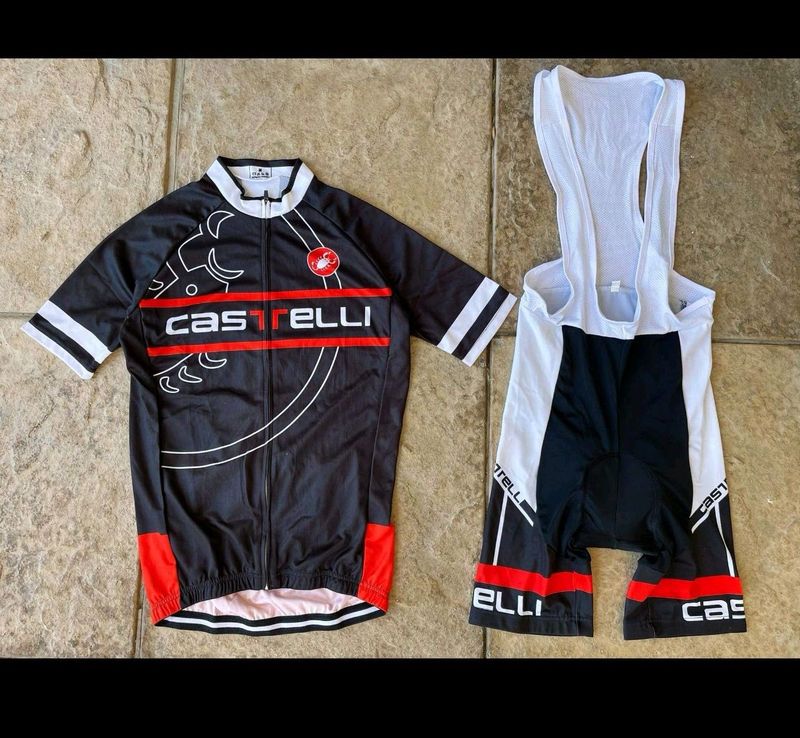 Castelli cycling top and bib brand new size s
