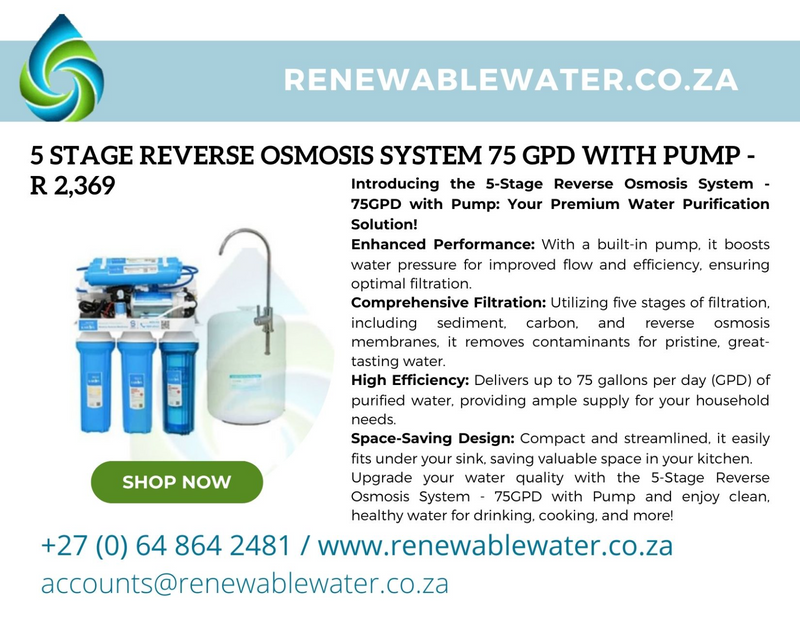 5 STAGE REVERSE OSMOSIS SYSTEM 75 GPD WITH PUMP - R 2,369