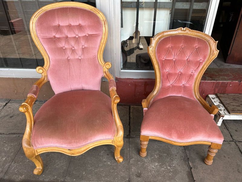 Pair of oak wood  chairs both for R4500