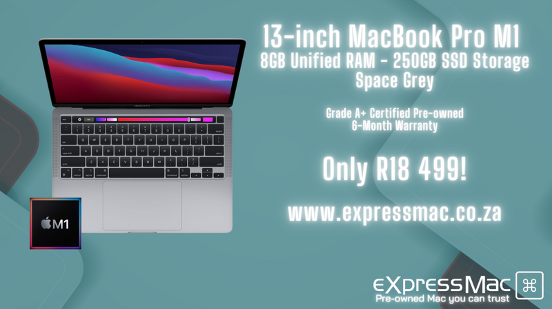 MacBook Pro 13-inch M1-8GB RAM-250GB, 6-Month Warranty included. Excellent Condition. RB