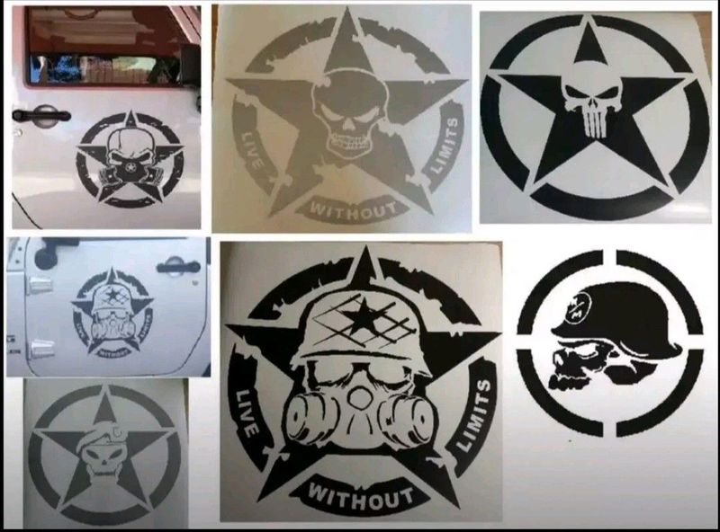 Skull star stickers decals / vinyl cut graphics