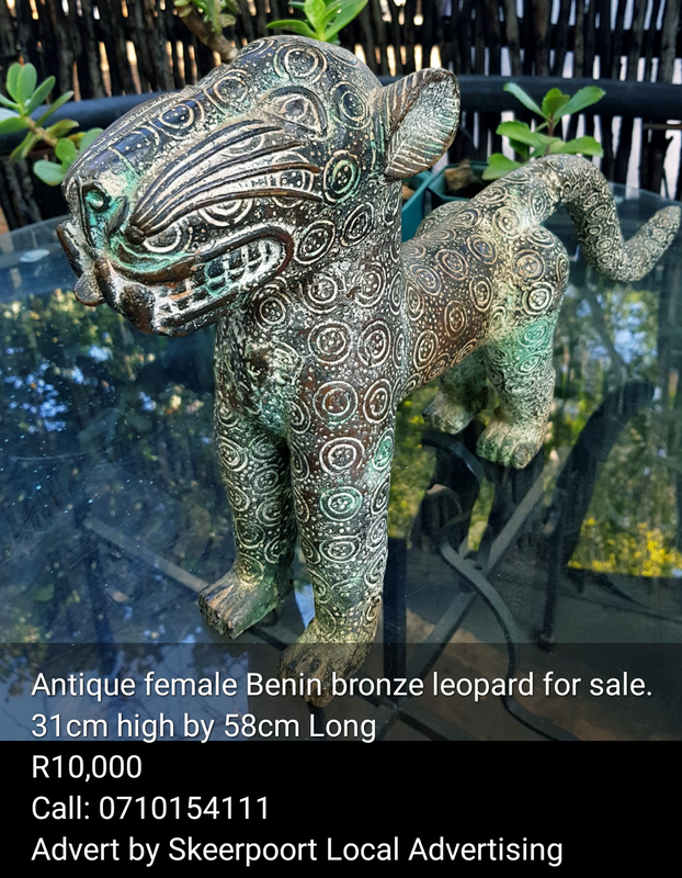 Antique female Benin bronze leopard for sale.