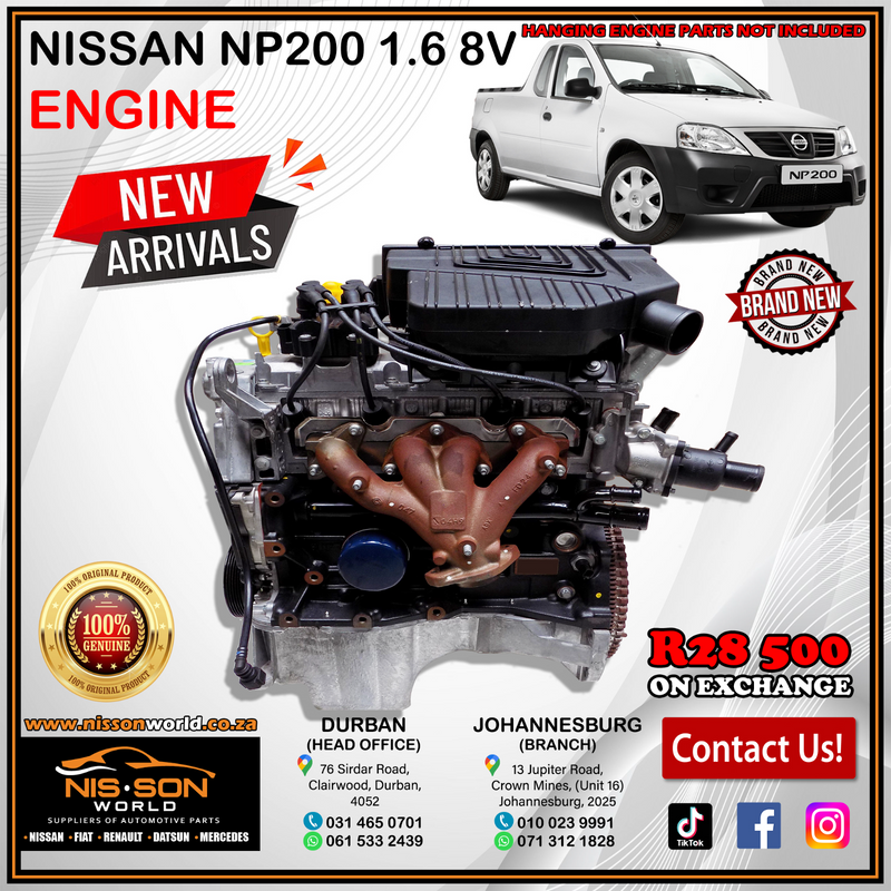 NISSAN NP200 1.6 8V NEW ENGINES