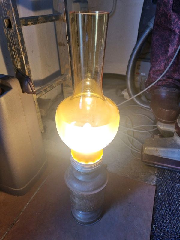 Vintage electric lamp with glass shade