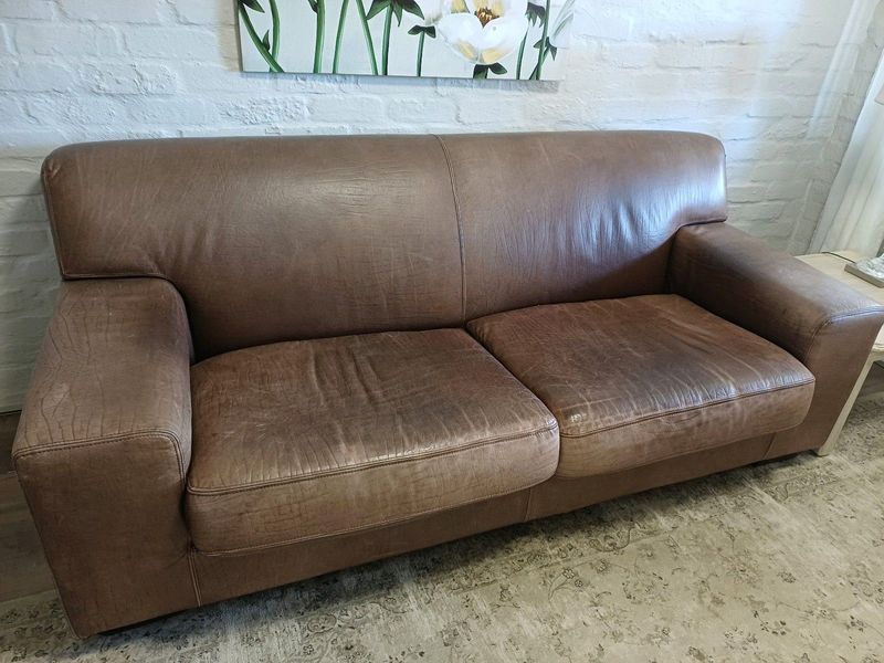 Leather Couch, Coricraft, 3 Seater, Brown