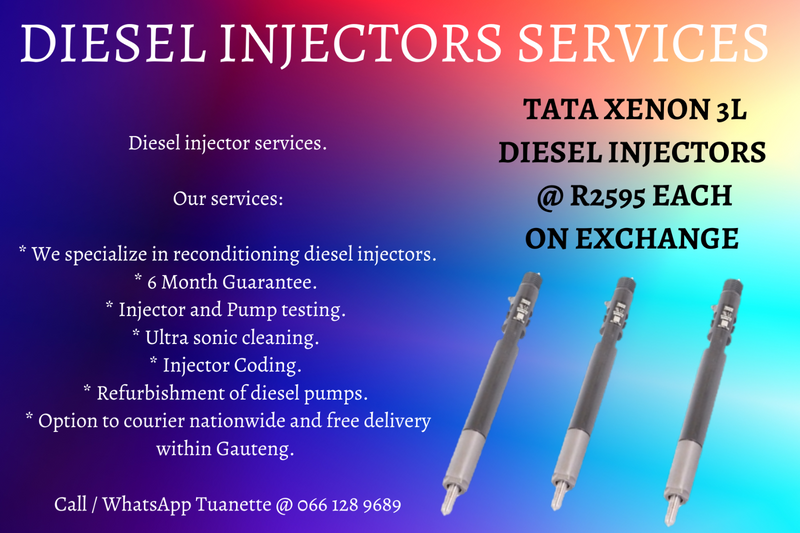 TATA XENON 2,2 &amp; 3L DIESEL INJECTORS FOR SALE ON EXCHANGE OR TO RECON YOUR OWN