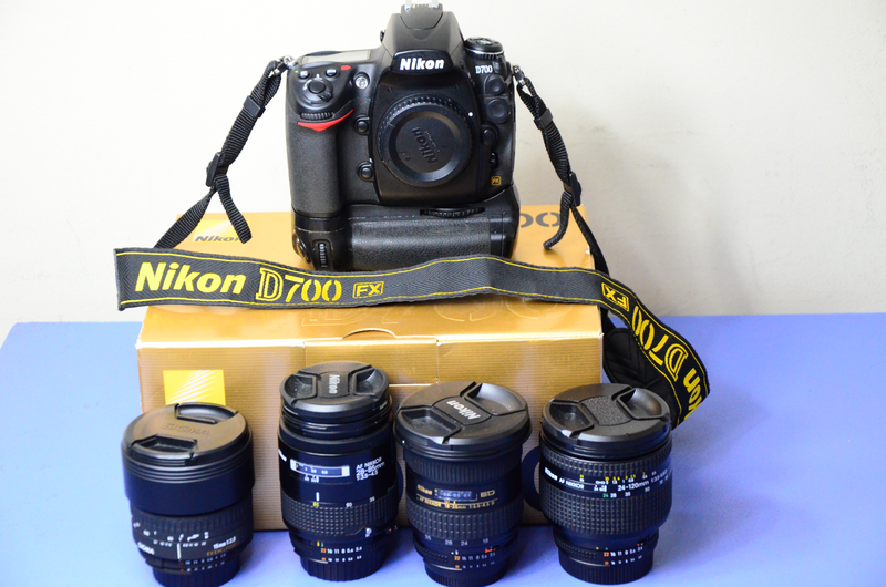 Nikon D700 camera and lenses.