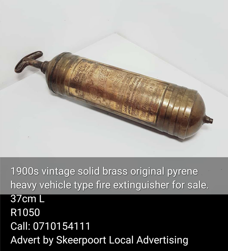 1900s vintage solid brass original pyrene heavy vehicle type fire extinguisher for sale