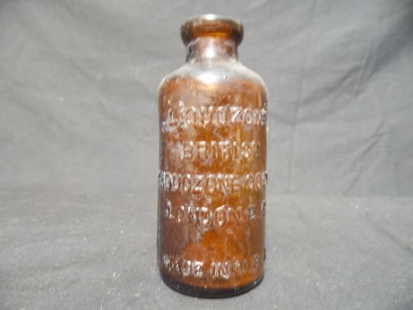 Antique Brown Glass Medicine Bottle Liquozine London England