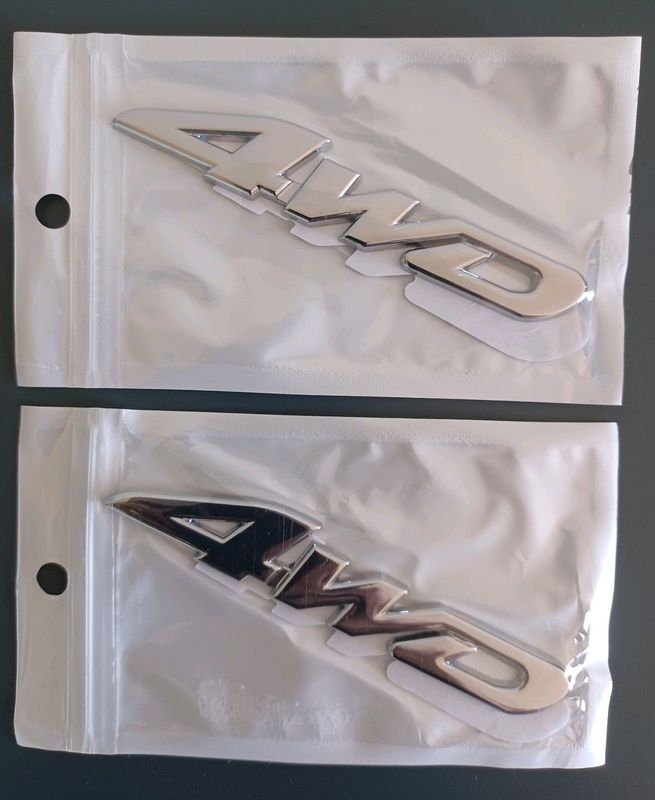4WD chrome metal stick on badges