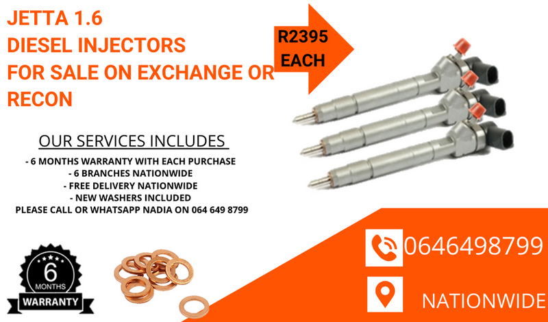 Jetta 1.6 diesel injectors for sale on exchange or to recon - 6 months warranty