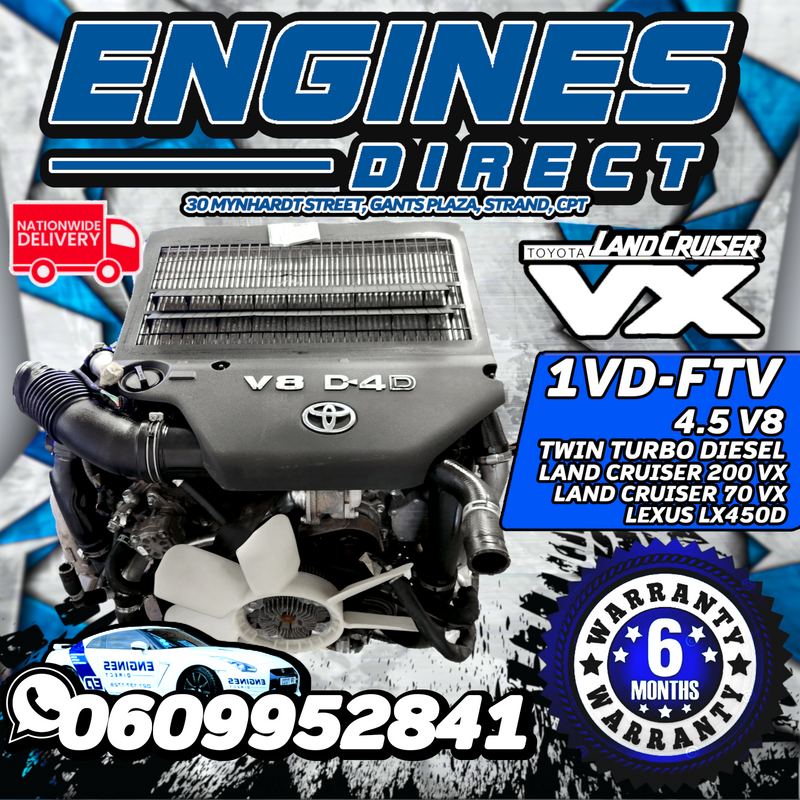 Toyota and Lexus 4.5 V8 Bi-TDi D4D Land Cruiser VX LX450D 1VD-FTV Engine Available at Engines Direct