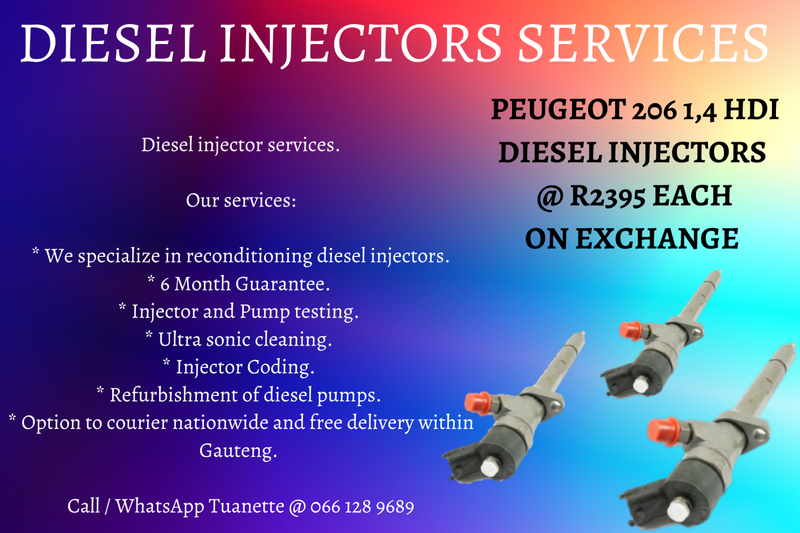 PEUGEOT 206 1,4 HDI DIESEL INJECTORS FOR SALE ON EXCHANGE OR TO RECON YOUR OWN