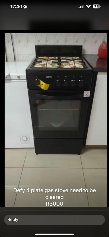 Defy 4 plate and oven gas stove