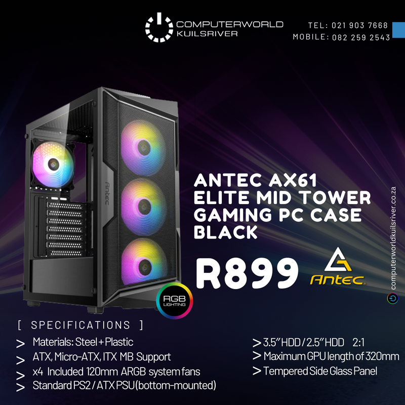 NEW ANTEC AX61 ELITE MID TOWER RGB GAMING CASE FOR R899