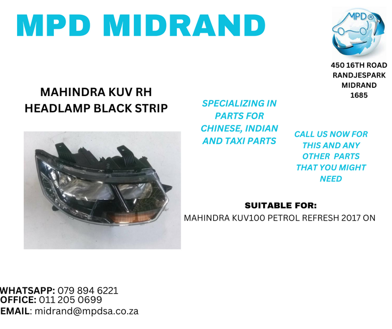 Mahindra KUV100 - RH Headlamp Black Strip