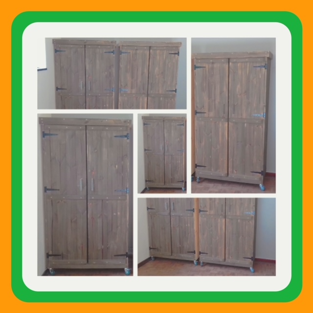 Wardrobe   Farmhouse series 1050 2 door - Shelves and hang space Greywash - Mobile