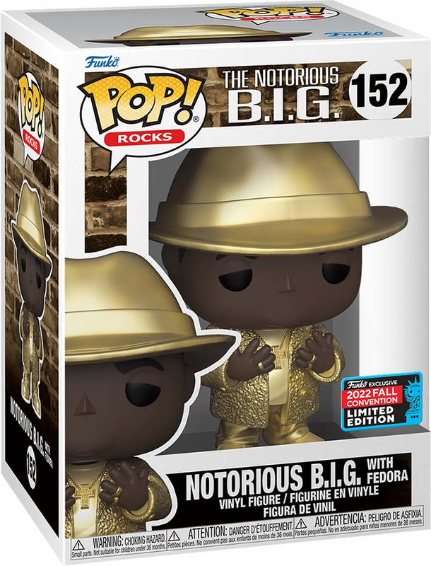 Funko Pop! Rocks 152: The Notorious B.I.G. - Notorious B.I.G. with Fedora (Gold Glitter Suit)(New)