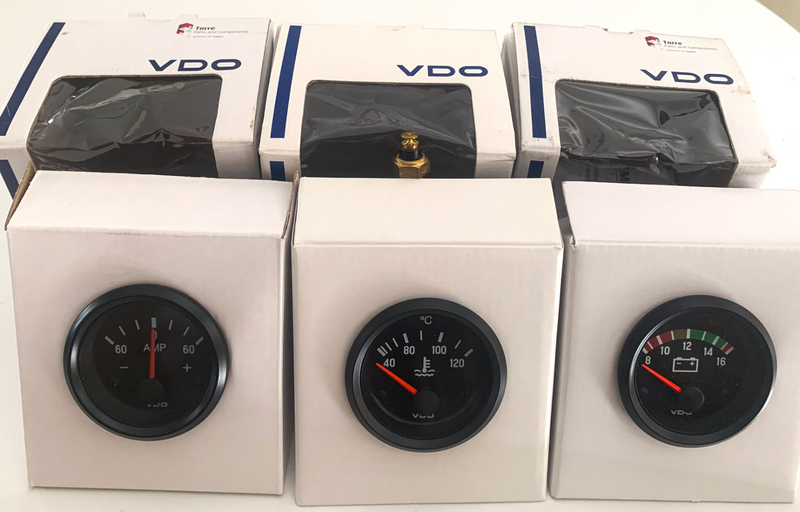 VDO vehicle Temperature, Volts, Amps panel meters