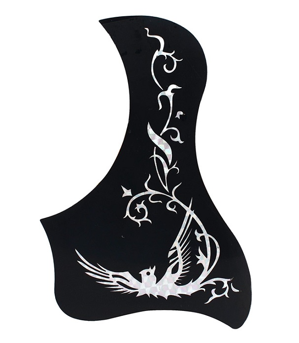 Acoustic Guitar Pickguard Silver Phoenix Design