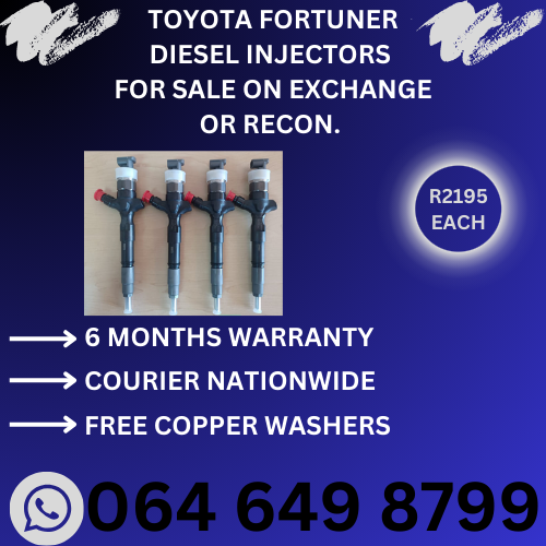 Toyota Fortuner diesel injectors for sale on exchange with 6 months warranty