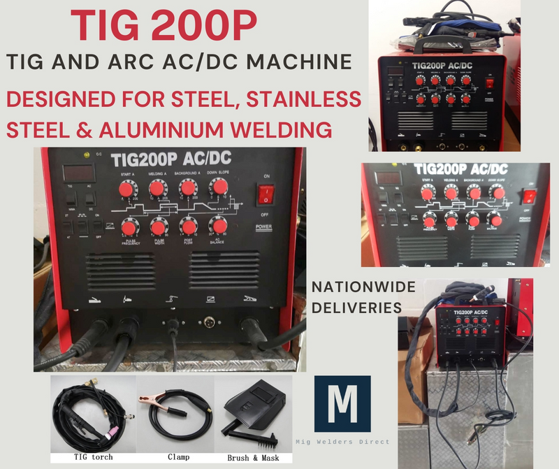 TIG AND ARC AC/DC MACHINE TIG 200P DESIGNED FOR STEEL,STAINLESS STEEL &amp; ALUMINIUM WELDING.