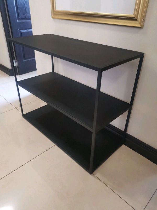 Modern two tier steel shelf in black. Dimensions W100/H80/D45