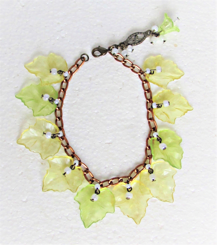 Green and Yellow Leaf Ankle Chain / Bracelet / Anklet