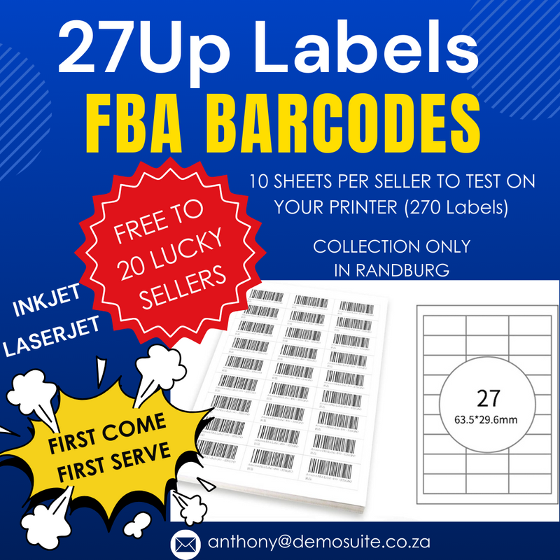 27UP FBA BARCODE LABELS (10 SHEETS/270LABELS)