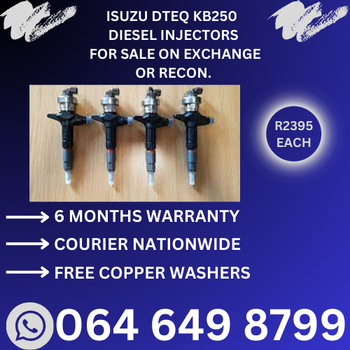 Isuzu Dteq KB250 diesel injectors for sale on exchange - 6 months warranty