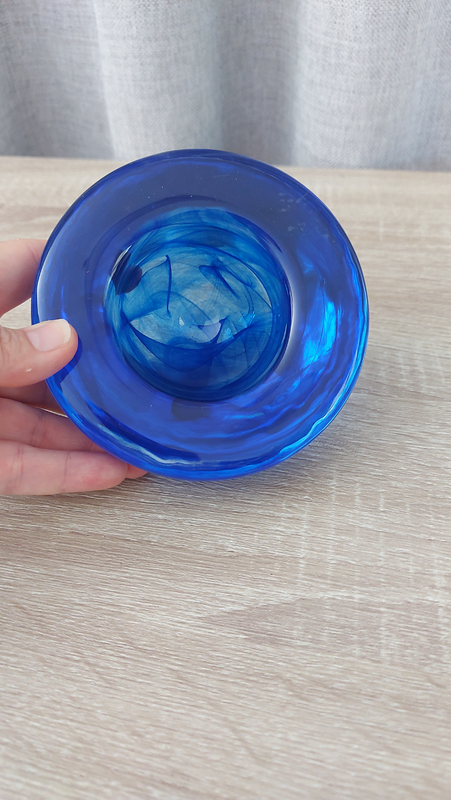 Heavy Cobalt Blue Blown Glass Candle Holder