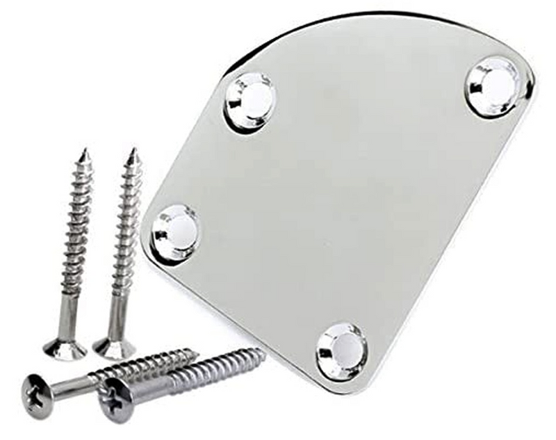 Curved guitar neck joint plate with screws