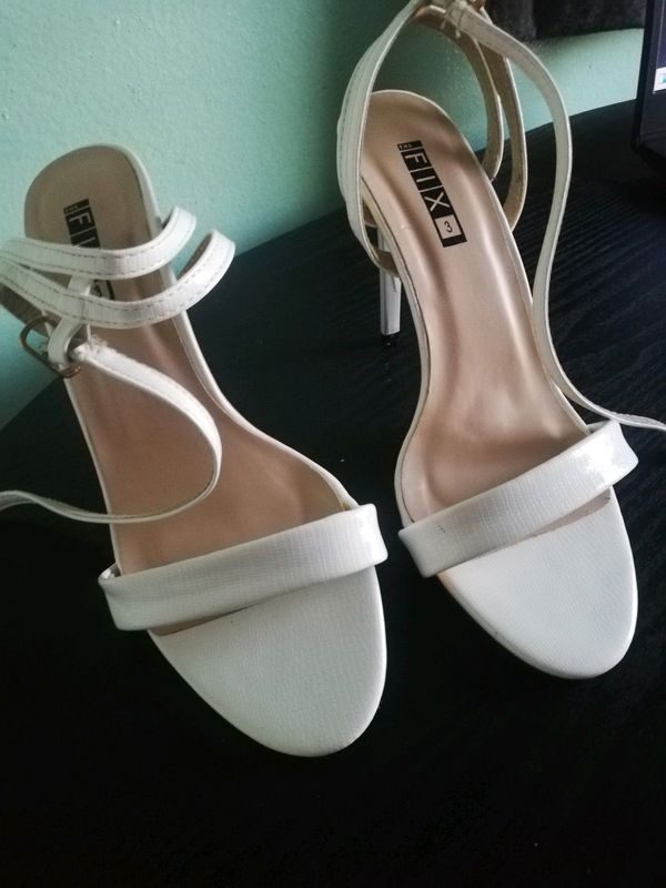 White strap heel