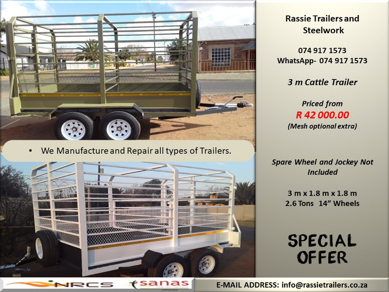 3 m Cattle Trailer NRCS approved