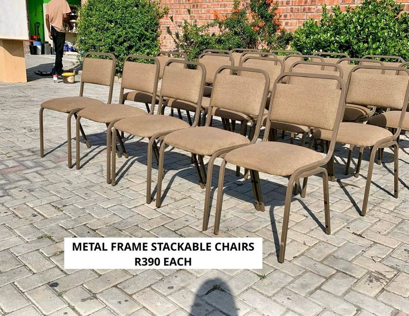 STACKABLE METAL FRAME CHAIRS FOR SALE