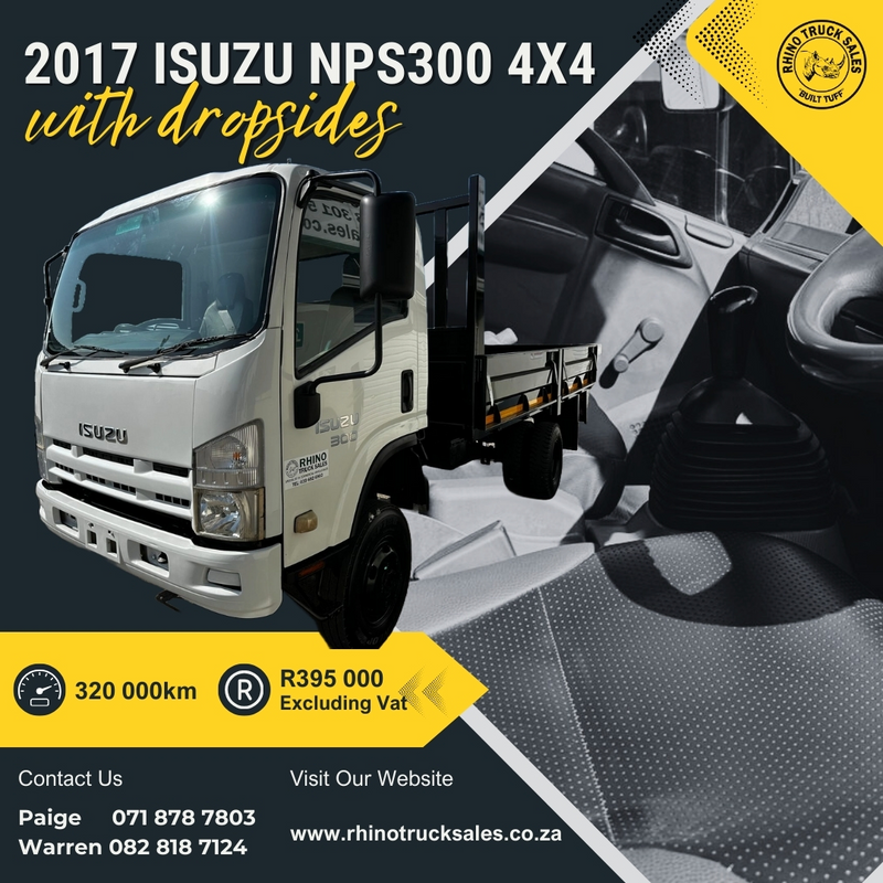 2017 ISUZU NPS300 4X4 WITH DROPSIDES