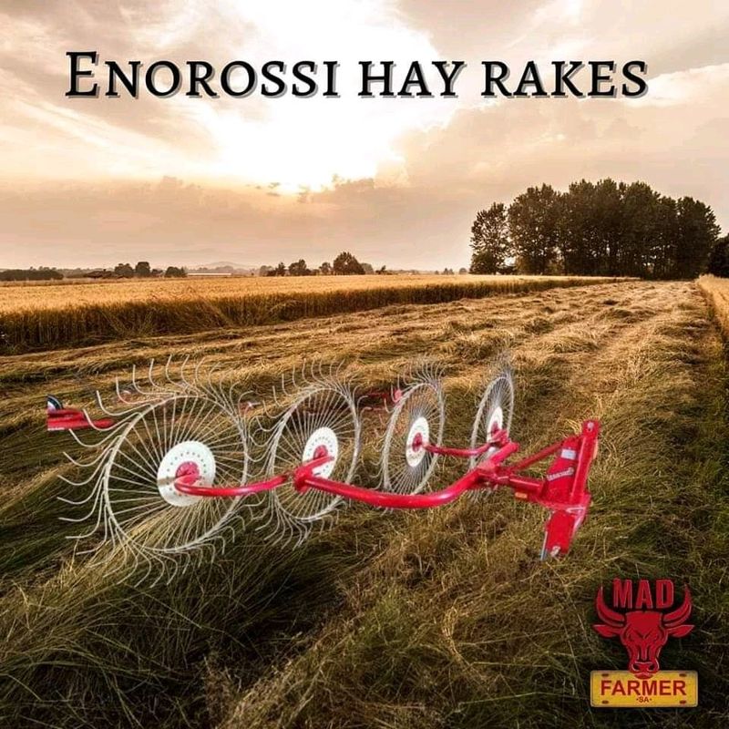 New Enorossi mounted hay rakes available for sale at Mad Farmer SA