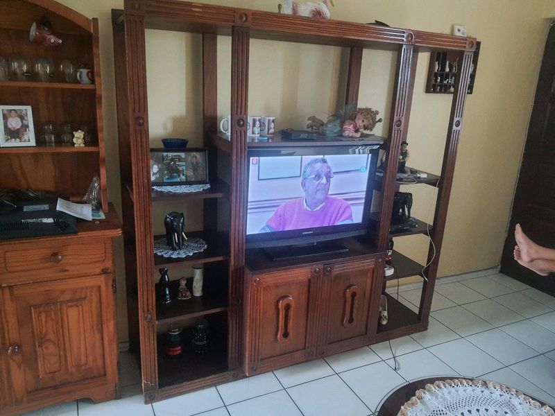 Solid wood TV stand. Good condition