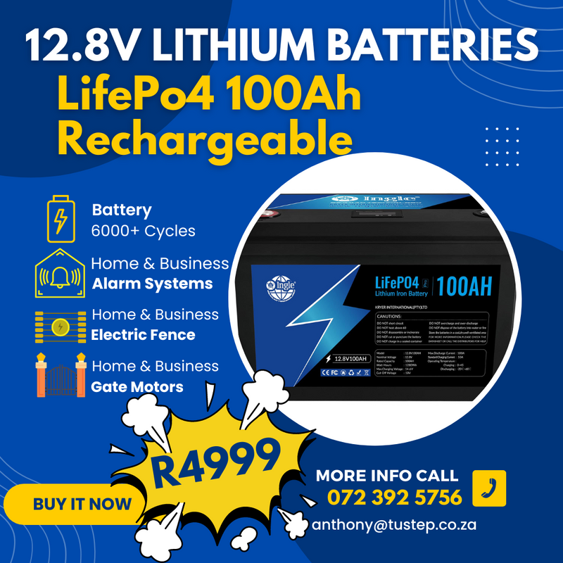 12.8V Lithium Batteries 100Ah LifePo4 Rechargeable - BRAND NEW UNITS