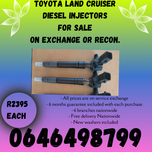 Toyota Land Cruiser diesel injectors for sale on exchane 6 months warranty.