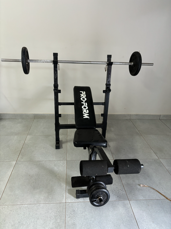 Pro-form original bench press set including barbell &amp; weight plates